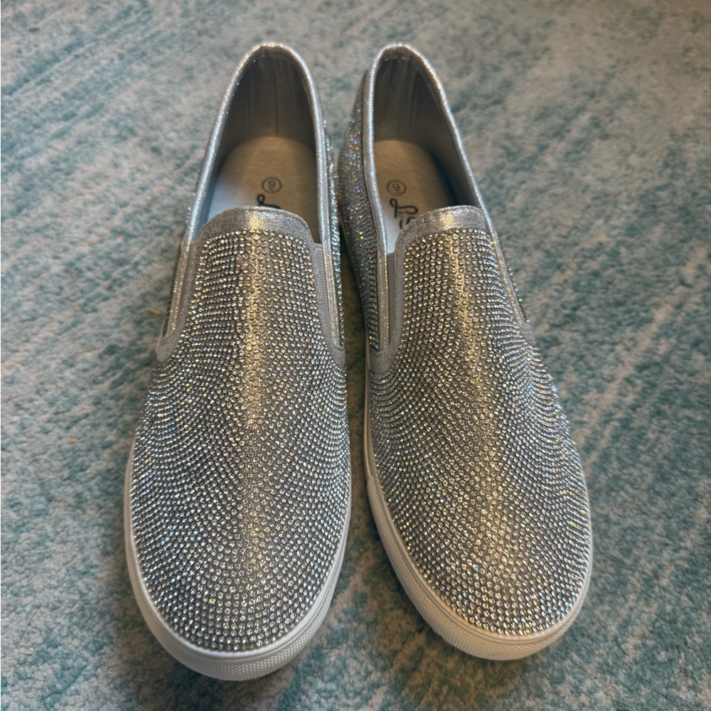 Silver Slip-On Women Shoes